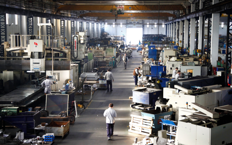 Open factory floor highlighting the capability of contract manufacturing