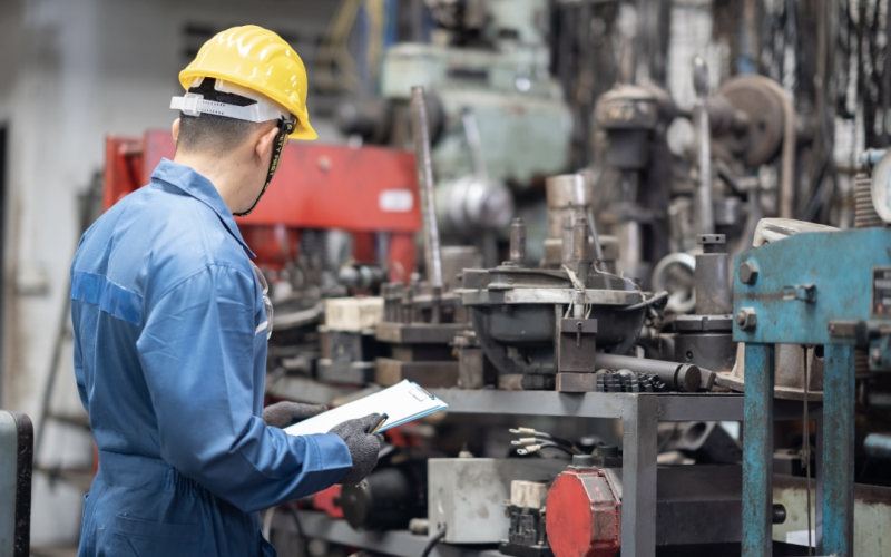 Factory working looking at RFP document