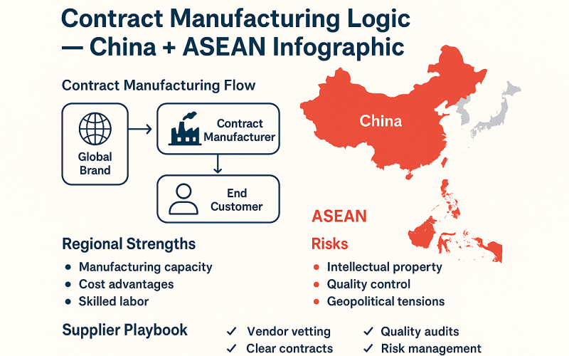 Graphic highlighting contract Manufacturing Logic for China + ASEAN