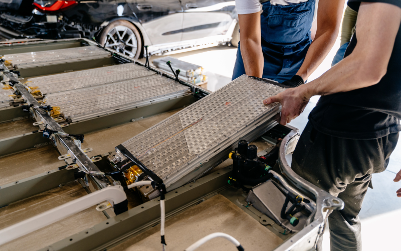 Image of EV battery being installed